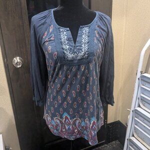 🌙 Vintage America Paisley Boho Peasant Top – Size Medium